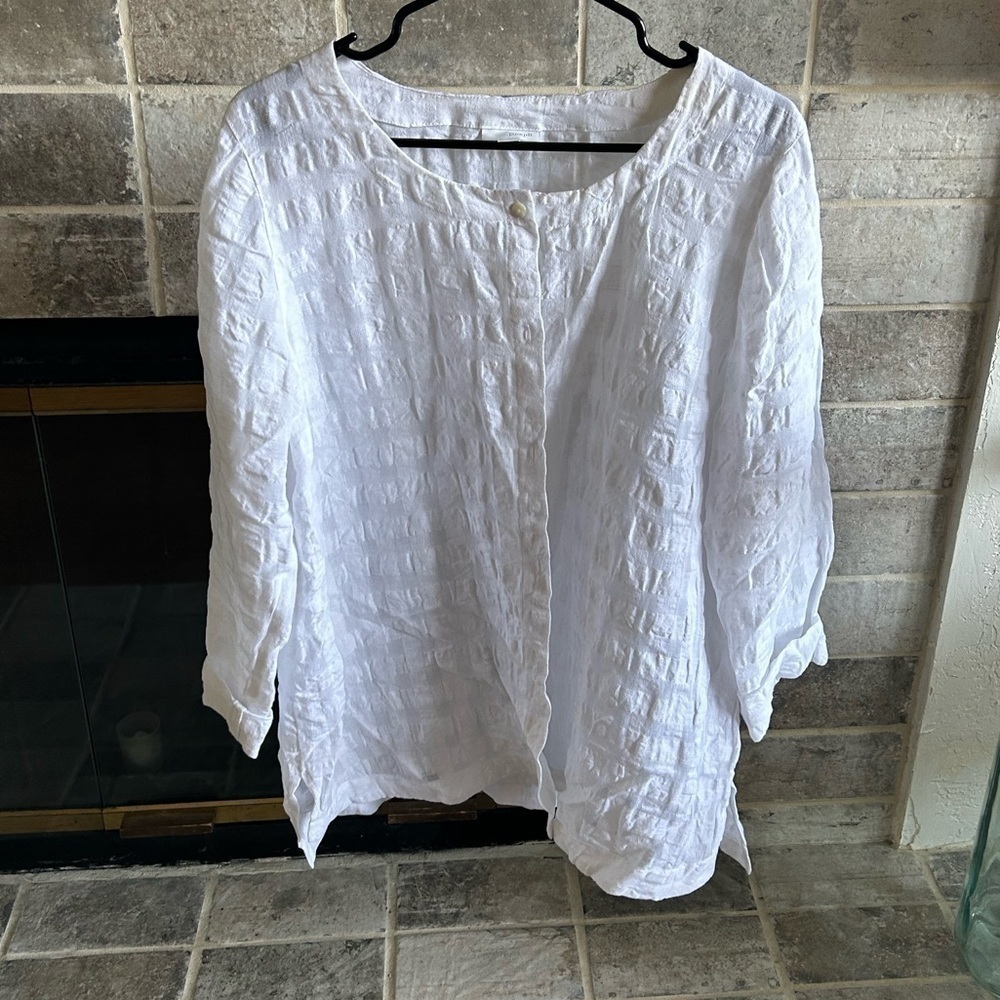 Pure Jill Long Sleeve, Button-Down Linen Jacket